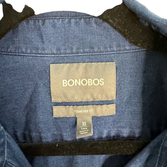 Bonobos Dark Chambray Blue Button Down Dress Shirt Standard Fit Men’s Size XL - Picture 2 of 6